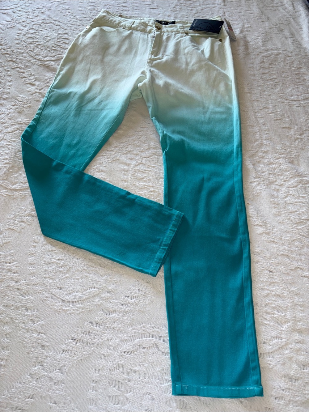 Baby Phat Women’s Ombre Teal-to-White Jeans BNWT 13